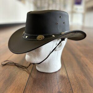 Water Resistant Leather Cowboy/ Cowgirl Western Hat. Matt Finish real Leather